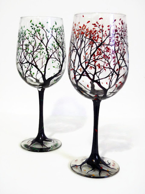 Hand-painted wine glass favors