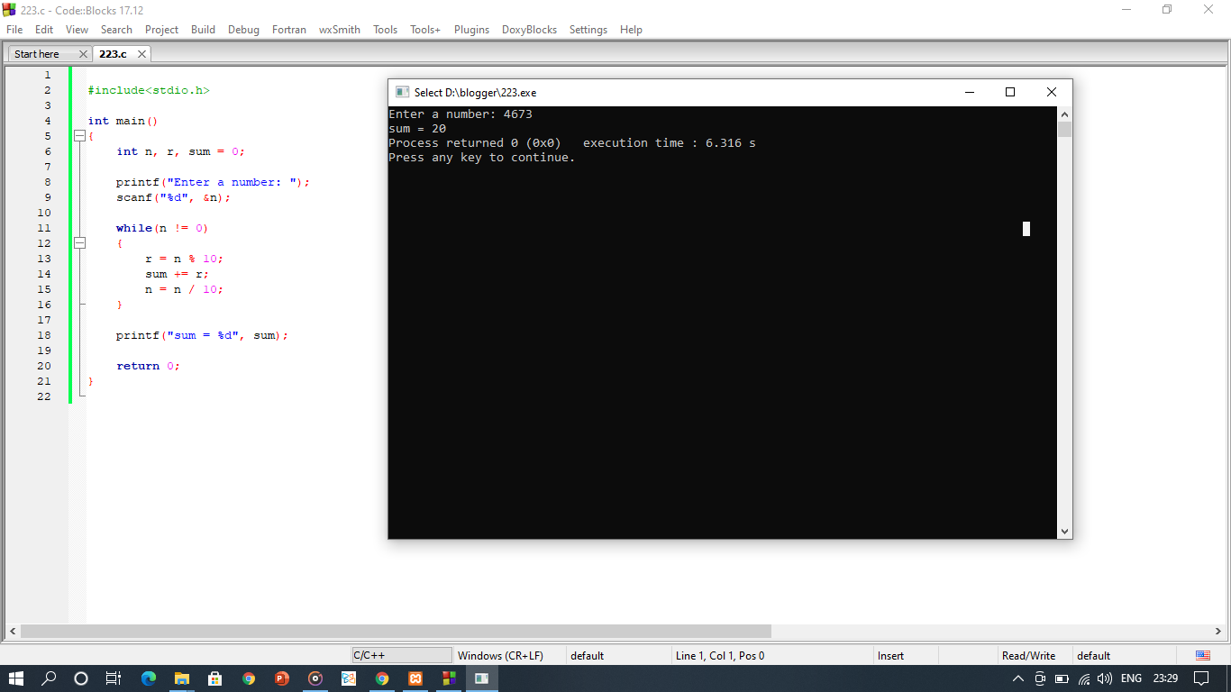 C program to find the sum of digit of a number. - Data Structure using C