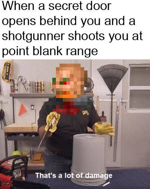 Quando uma porta secreta abre atrás de você e um shotgunner te atira à queima-roupa Quando uma porta secreta abre atrás de você e um shotgunner te atira à queima-roupa