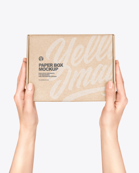 Download Free Paper Box In A Hand Mockup PSD Mockup Template