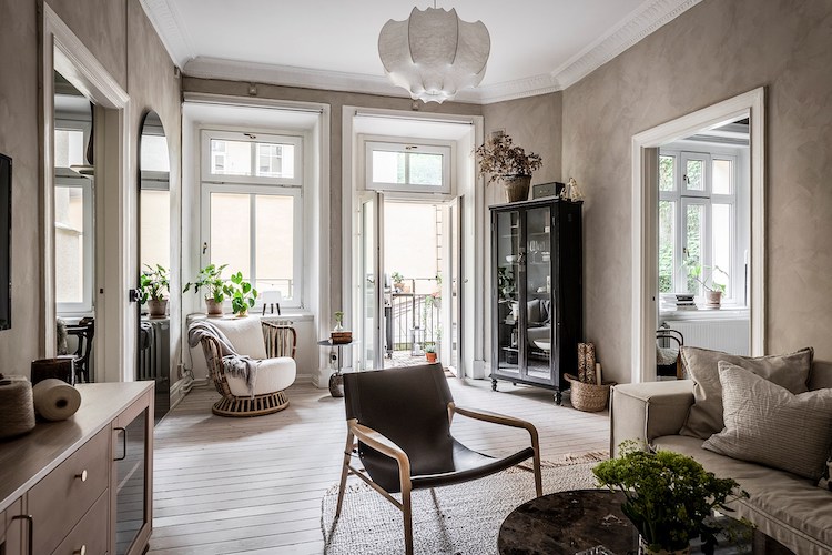 An Earthy Swedish Apartment Where Old Meets New