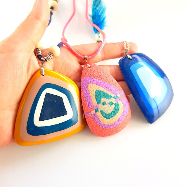 colgantes geométricos concéntricos arcilla polimérica