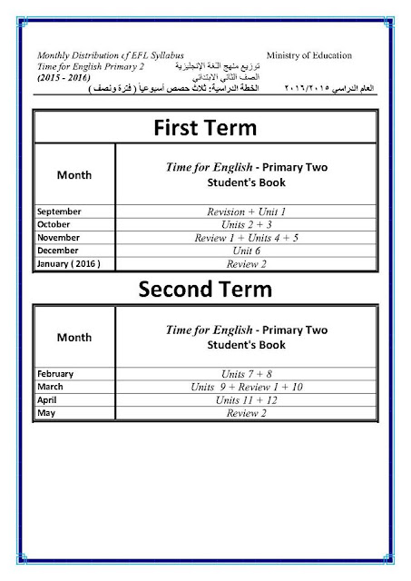 Time For English: توزيع مناهج 2016 لكل الصفوف الابتدائية 11062705_925077524230246_831251174806461453_o