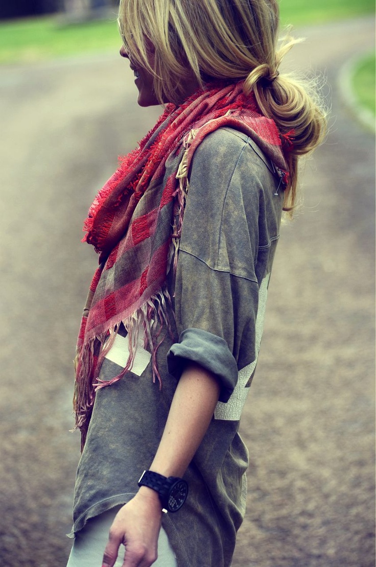 Casual Shirt With Red Scarf Just For Cool Ladies | Fashion Tribe