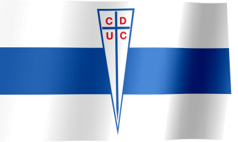 The waving flag of Club Deportivo Universidad Católica with the logo (Animated GIF)