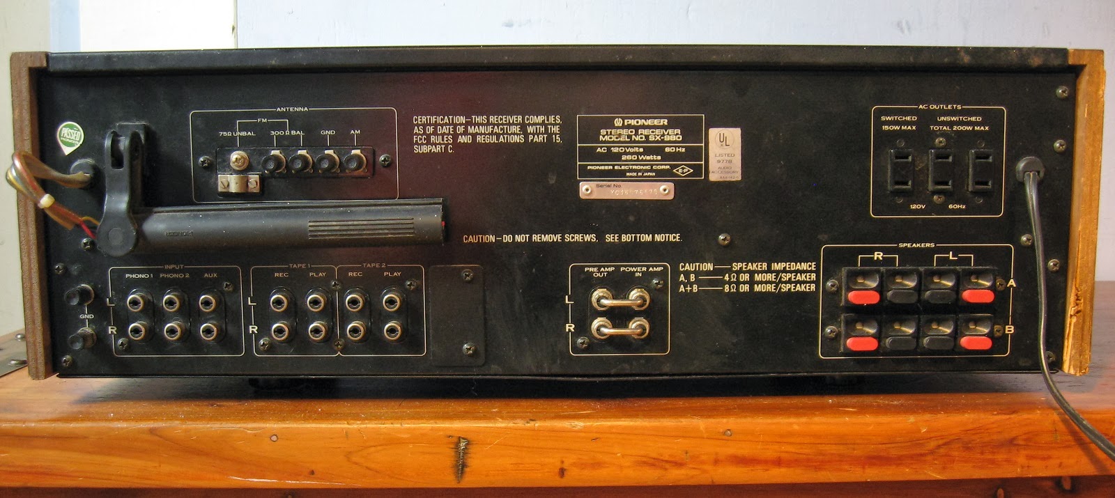 Pioneer SX980 Analog Stereo Receiver AudioBaza