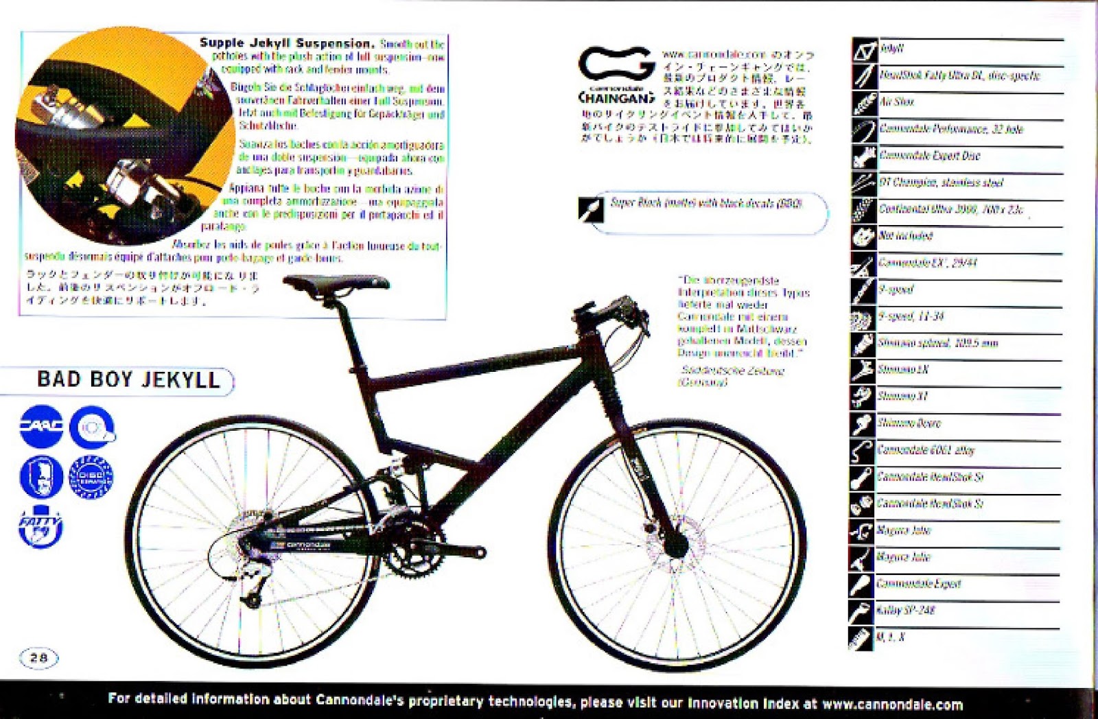 CATALOGUES CANNONDALE CANNONDALE 2001