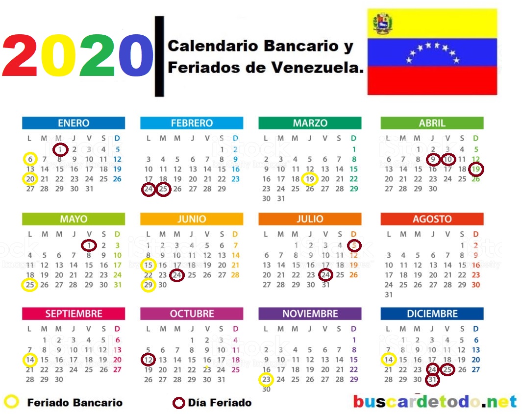 calendario bancario y feriados de venezuela 2020 buscar almanaque 2020 con feriados