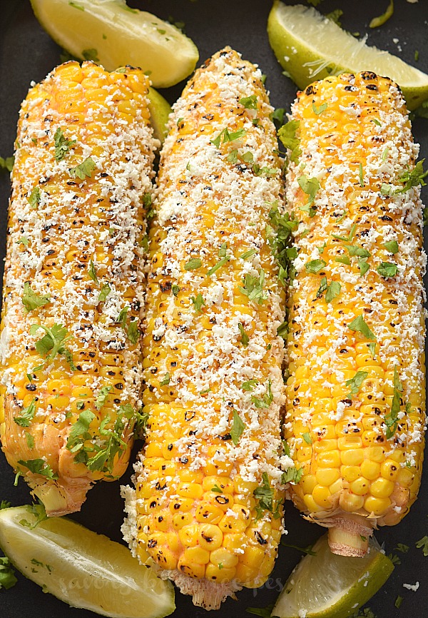 authentic elote in a pan