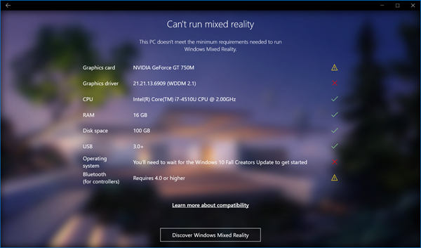 Verifica se il tuo PC supporta Windows Mixed Reality