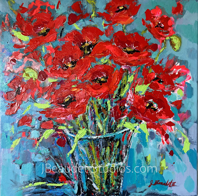 red poppies painting by Jen Beaudet Z of California