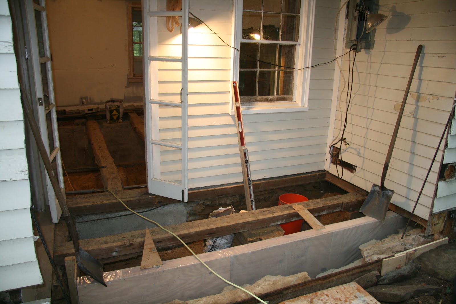 An Old Farm Pouring the Porch Foundation