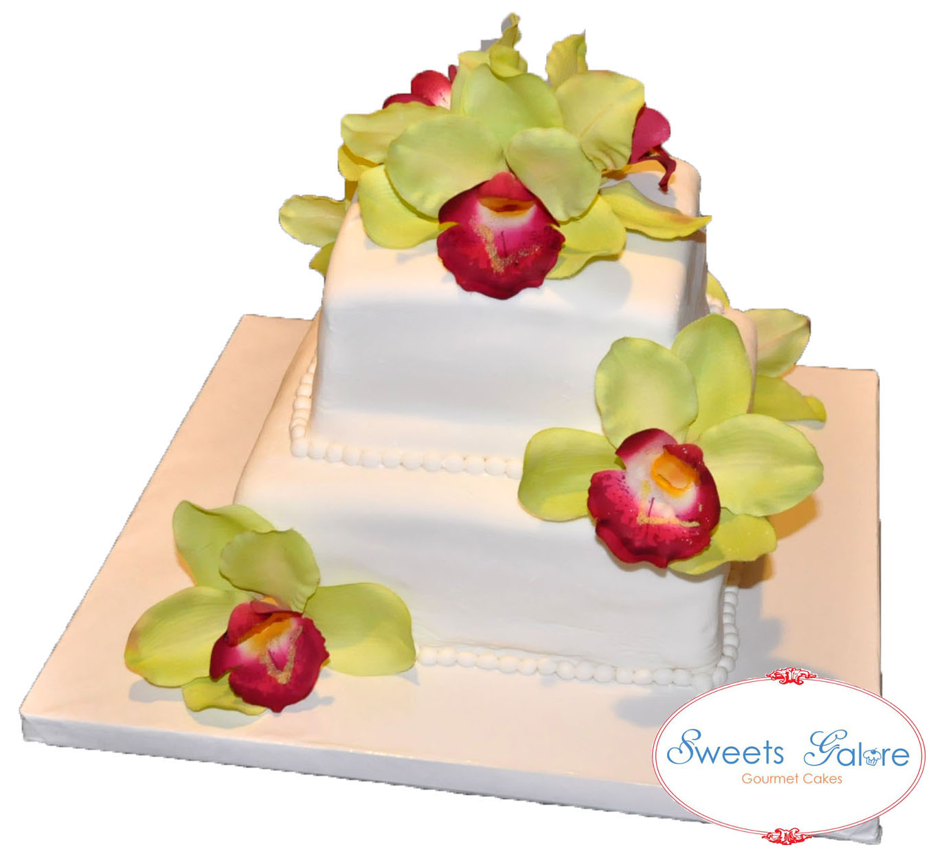 Sweets Galore Cymbidium Silk Flowers Cake