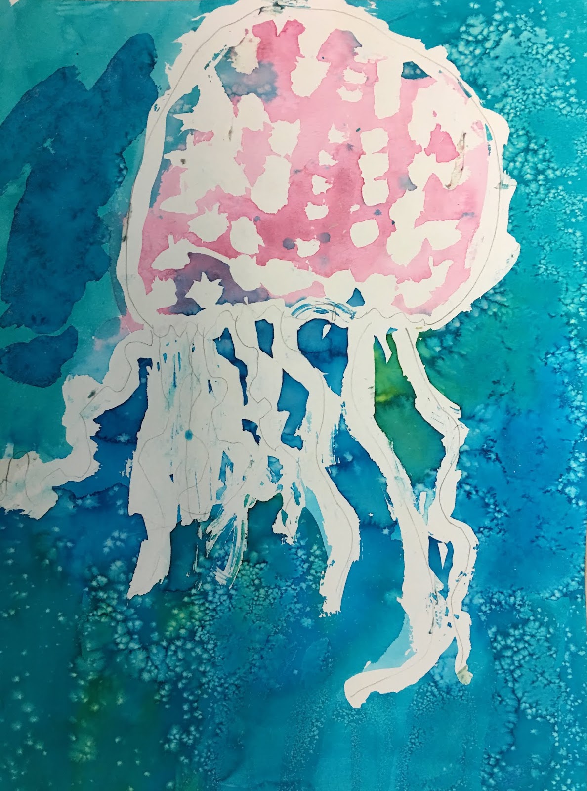 MaryMaking Jellyfish with Masking Fluid and Watercolor