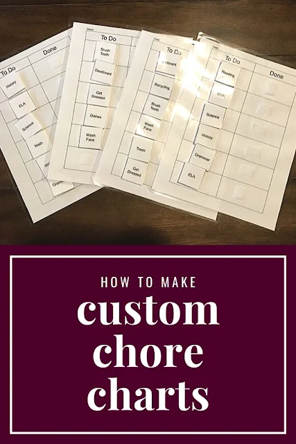 How to make a chore chart for kids. This template is editable so you can add pictures for a visual chart. Use for chores or homeschool. This is a simple and customizable free printable chore chart for kids. Use it daily as an easy way to keep track of chores. Use this blank chore chart for an easy household chore chart ideas for your kids. #chorechart #homeschool #autism #printable 
