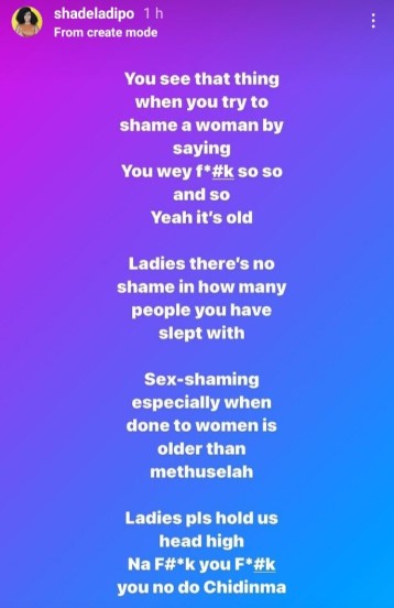 "There's No Shame In How Many Men You've Slept With" - Shade Ladipo Tells Ladies 7 Sex Shaming