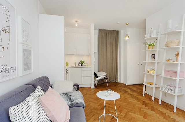 Kitnet ou quitinete decoração minimalista 35 m². Blog Achados de Decoração