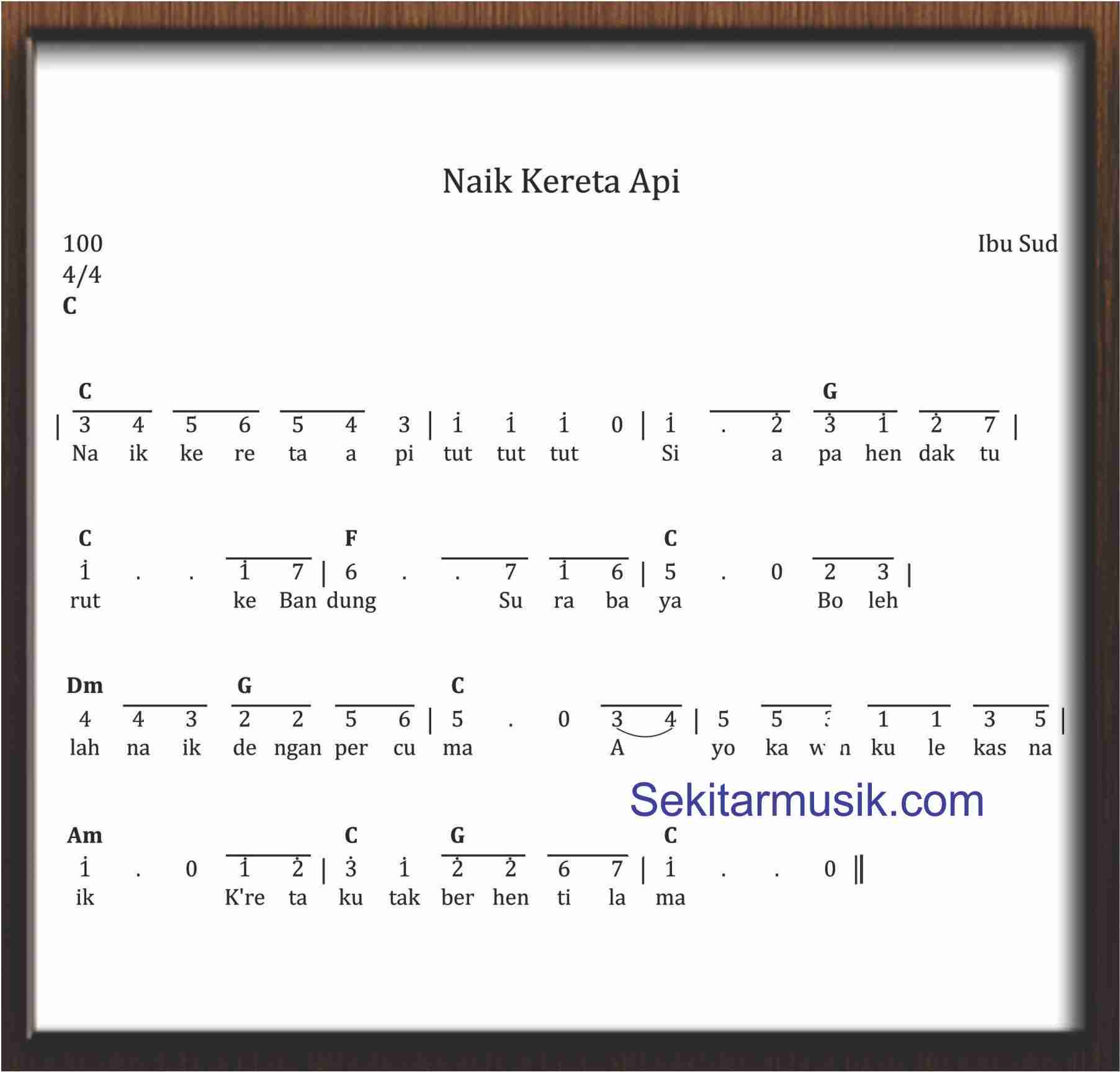 Not Angka Naik Kereta Api Sekitar Musik