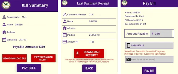 You can see three options in the bill summary You can see three options in the bill summary