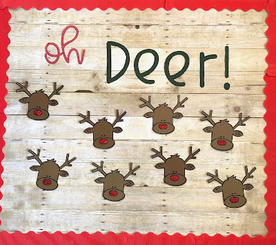 Christmas bulletin board with writing prompt for December