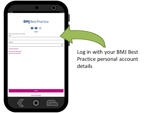 BMJ Best Practice log in screen