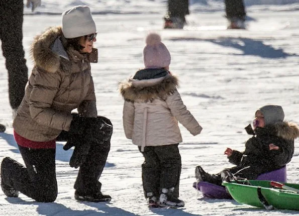 Queen Silvia, Princess Madeleine, Chris ONeill, Princess Leonore and Prince Nicolas were photographed while they were on winter holiday in Verbier village of Switzerland.