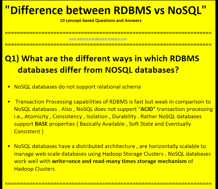Data Science and AI Quest: Difference between RDBMS and NoSQL databases ...