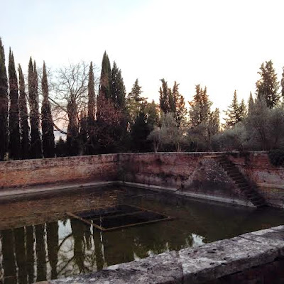 Abbazia Monte Oliveto Maggiore: vasca di raccolta dell'acqua.