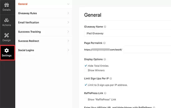 general settings general settings