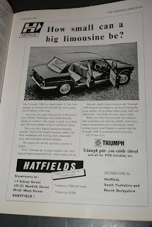 Triumph 1300 advert by Hatfields in the Sheffield Spectator January 1969