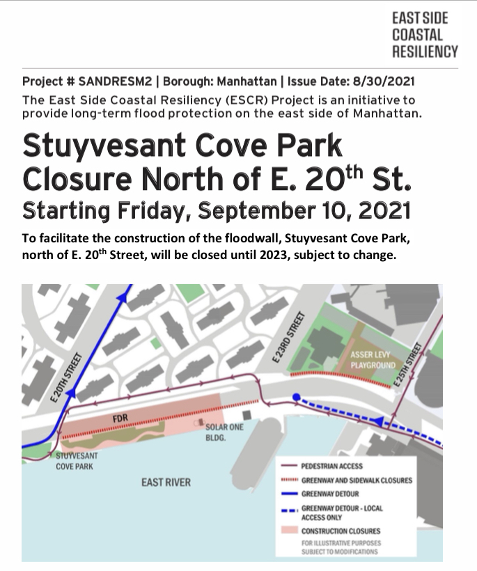 EV Grieve East Side Coastal Resiliency work closes part of Stuyvesant