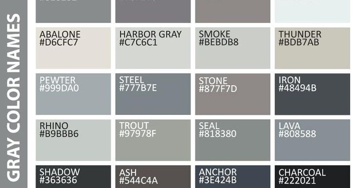 Shades Of Gray Color Chart - Elegant Rooms