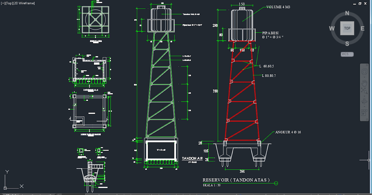 Kumpulan Desain Gambar Rancangan Menara Tandon Air Rangka Baja Format