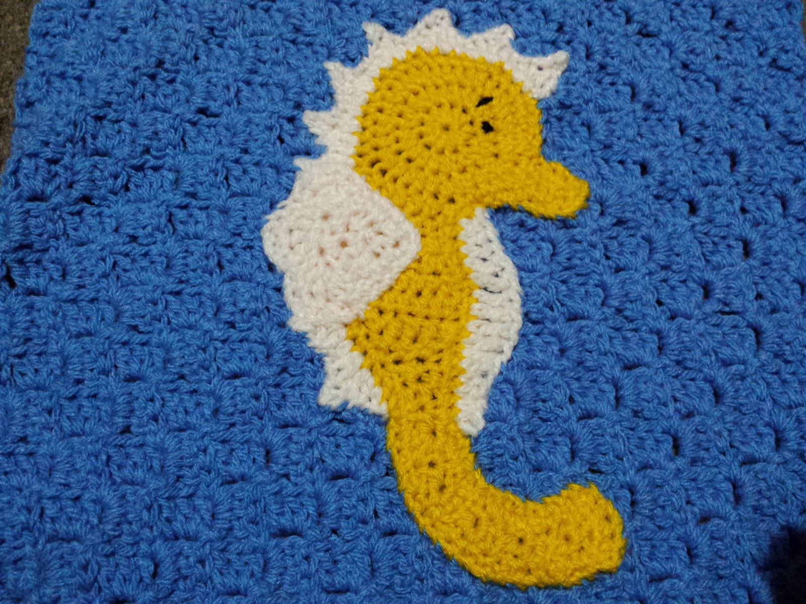 Blooming Lovely WIP Crochet Under The Sea Blanket Seahorse Applique
