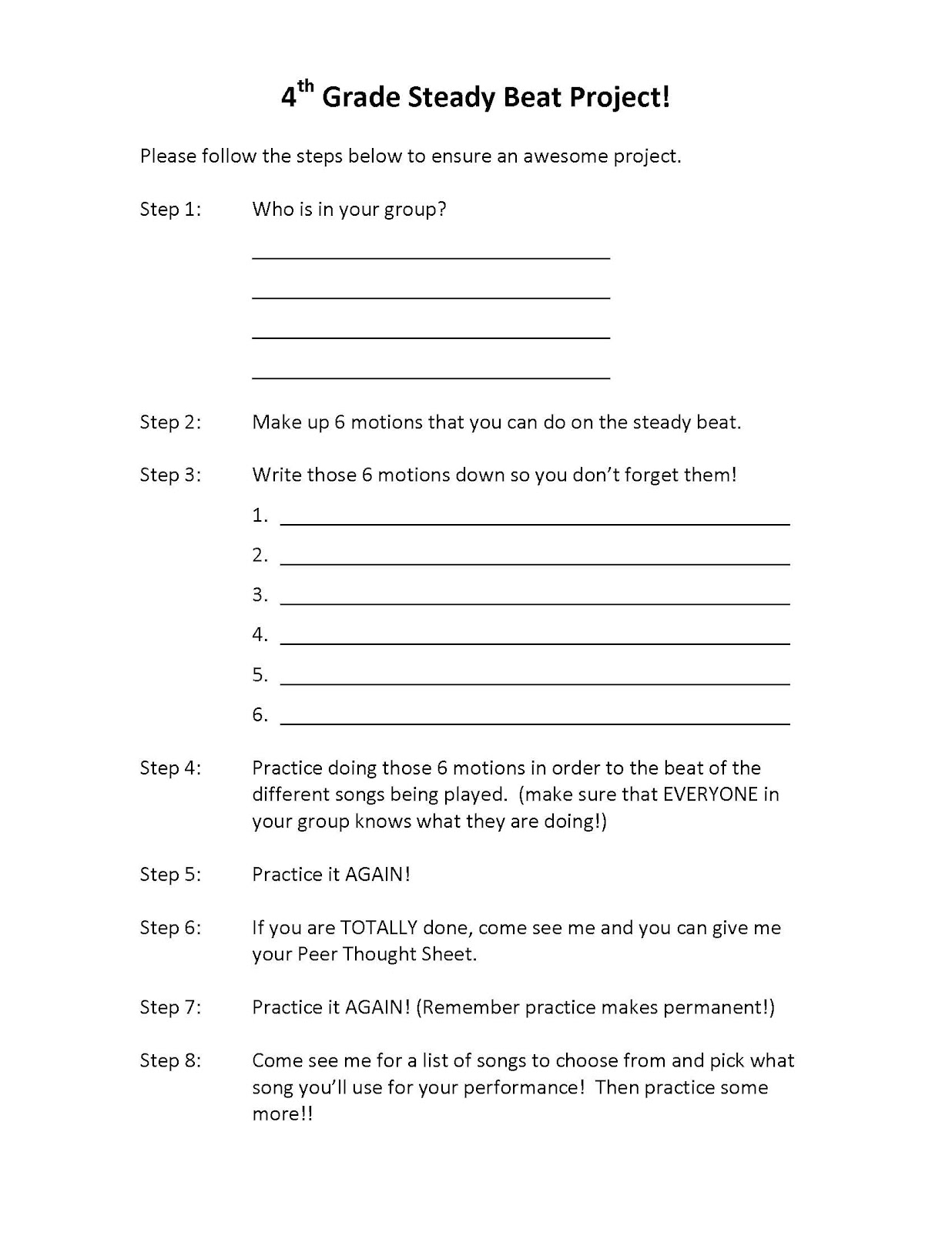 Crazy Miss Rains: 4th Grade Steady Beat Project