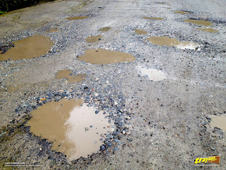 Potholes on the Shiradi Ghat National Highway NH-48 (New No.: NH-75) through Western Ghats, Karnataka