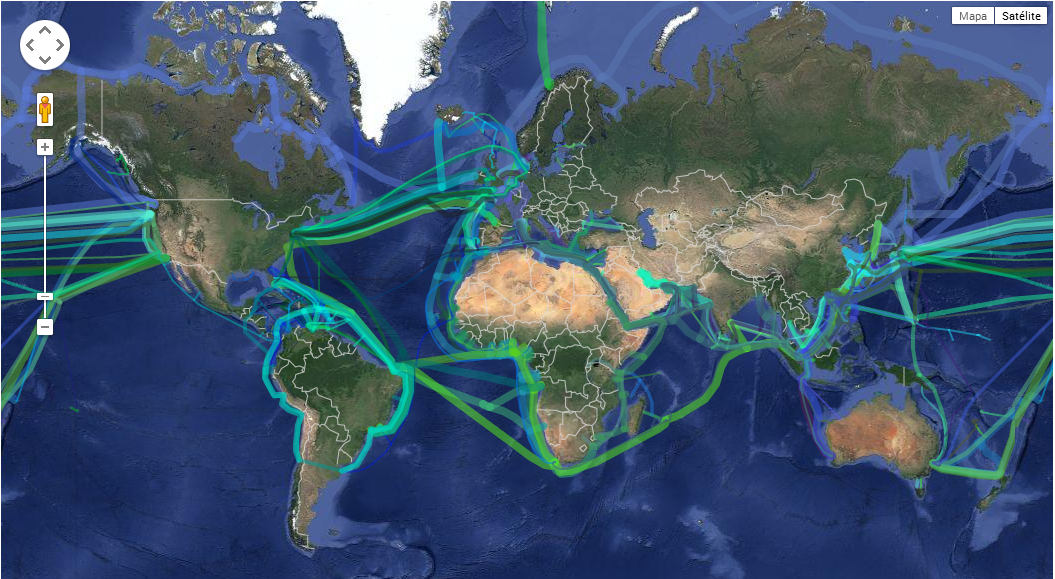 Cabos submarinos espalhados pelo mundo - Fonte: http://www.cablemap.info/