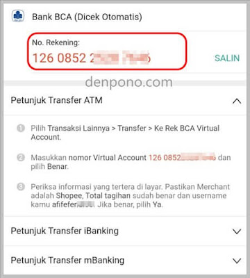 cara bayar shopee lewat atm bca