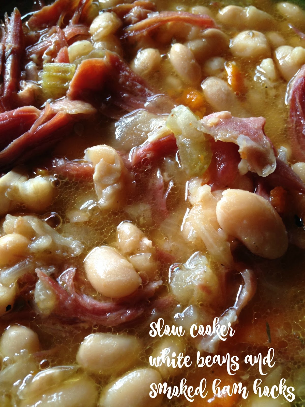 Slow Cooker White Beans with Smoked Ham Hocks Turnips 2 Tangerines