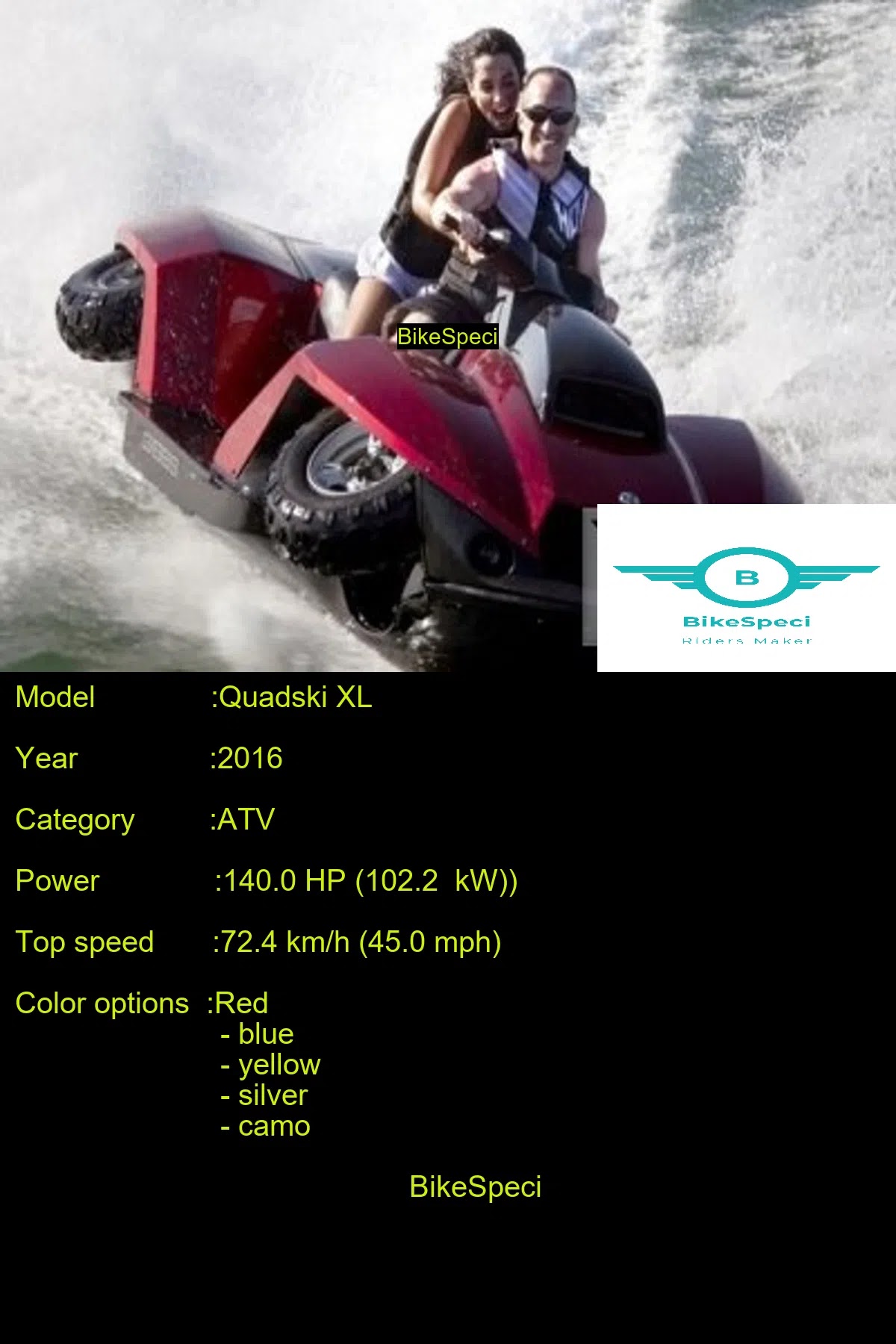 Quadski XL Price, Photos, Millage, Speed, Colours etc. BikeSpeci