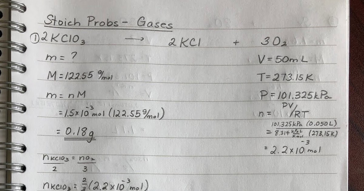 Murph's Blog of Chem Joy SCH 3U Gas Stoichiometry, Part 1
