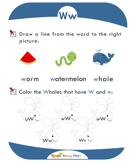 Activity Worksheet -1 Letter -W- for kids