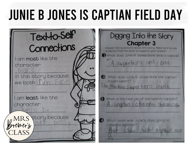 Junie B Jones is Captain Field Day book study unit with Common Core literacy companion activities for 1st and 2nd grade