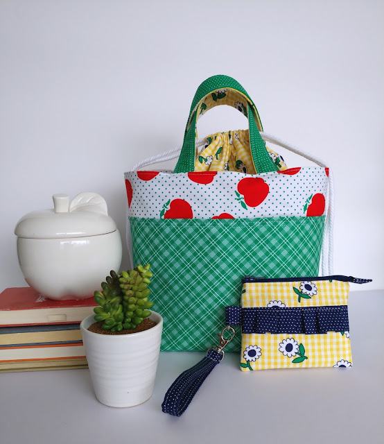Teacher Lunch Bags featuring Sunnyside Ave fabrics featured by top US sewing blog, Ameroonie Designs