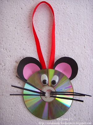 diy crafts with old cds, mouse shape crafts