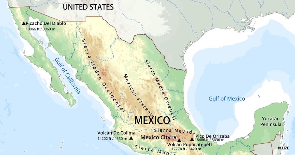 Physical Mexico Map ~ Maps Capital
