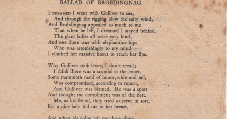Zettels Raum Vincent Starrett Ballad Of Brobdingnag 1925