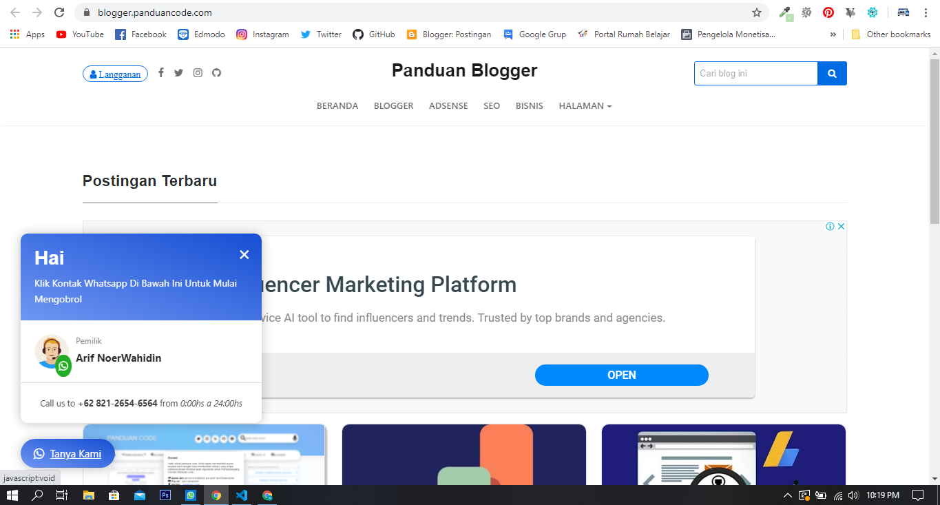 Cara Pasang Widget WhatApp Di Blogger Cara Pasang Widget WhatApp Di Blogger