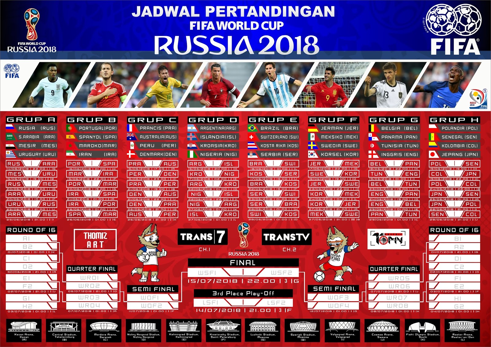 Gambar Bagan Jadwal Piala Dunia 2018 - AR Production
