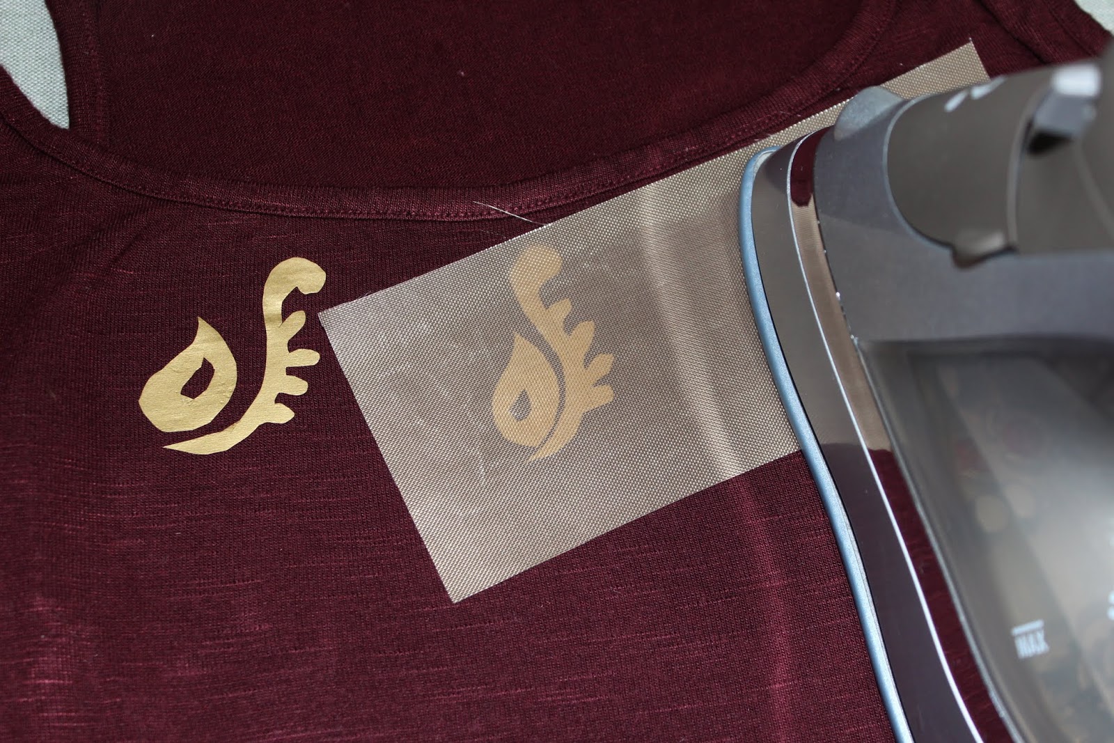 Covered with a TEFLON Sheet. This works the same as covering vinyl with a cotton fabric but